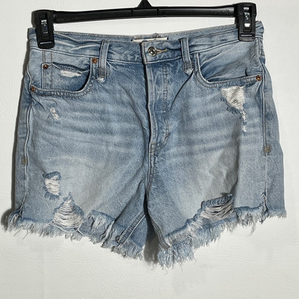 Free People Distressed Denim High Waist Shorts sz 26